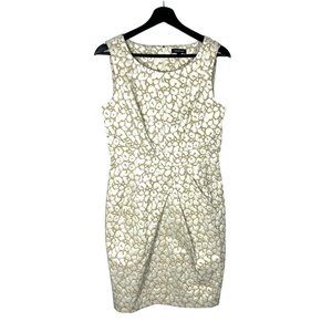 Saks Fifth Avenue Cream Tan Animal Print Sleeveless Sheath Knee Length Dress 6